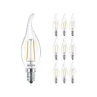 Confezione Multipack 10x Philips Corepro LED Candela E14 Piegato-tip Filamento Chiara 2W 250lm - 827 Bianco Molto Caldo | Sostitutiva 25W